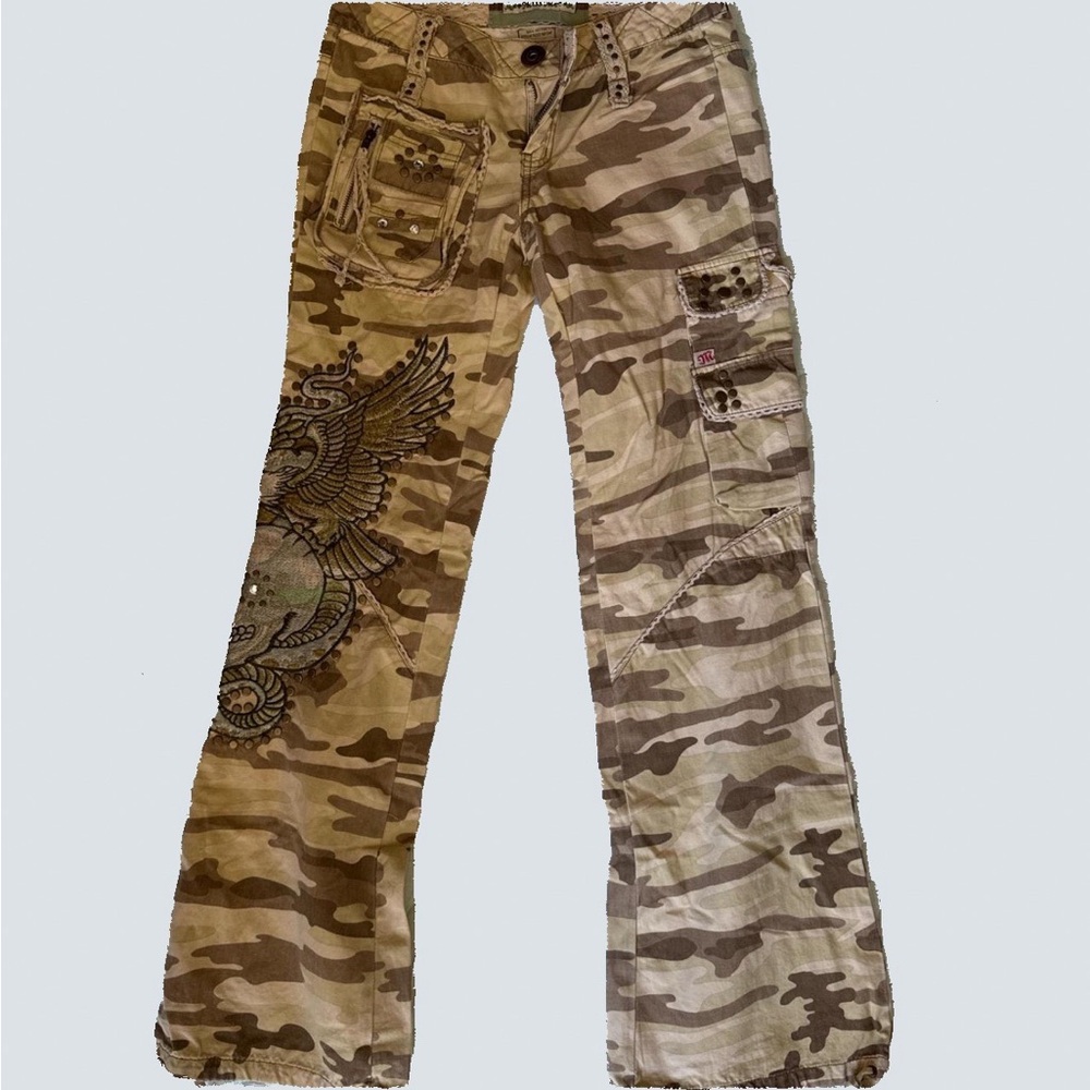 Cargo Camo Embroidered Skull Pants